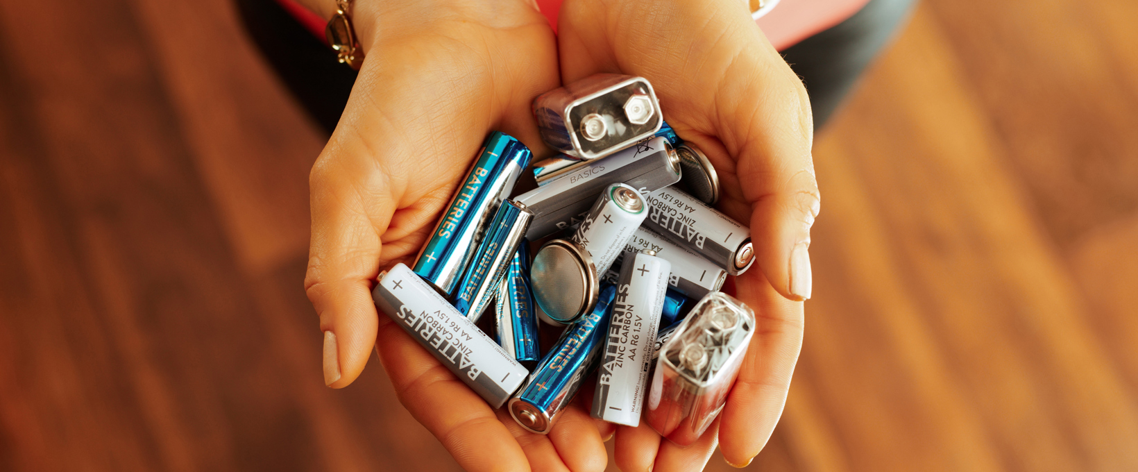 Women holding batteries in both hands